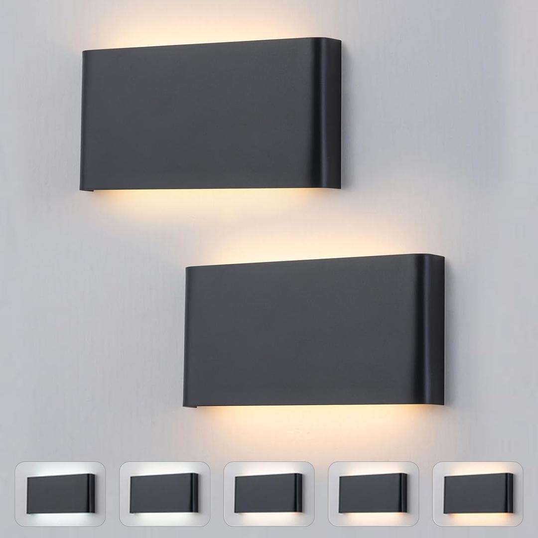 Nigaut Modern LED Wall Sconce Light, 15W 3000k-6500k Adjustable Black Bathroom Vanity Light Fixtures for Hallway Bedroom Stairwell Up and Down Lights Indoor 2-Pack (11-inch)