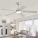 ZMISHIBO 52" Ceiling Fans with Lights, Nickel Modern Ceiling Fan with Remote, Bedroom Indoor Ceiling Fan with Dual Finish Blades, Quiet & Strong Motor, Bright LED Light.