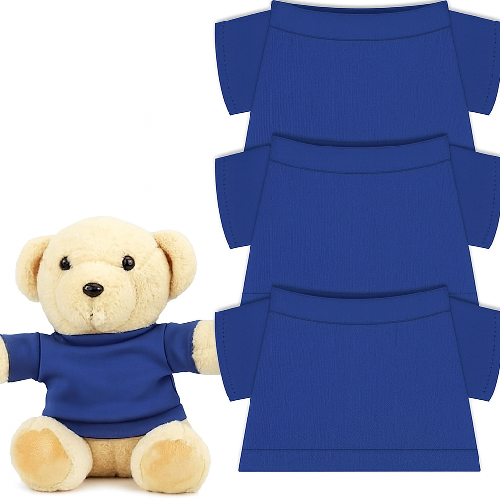 3 PCS Stuffed Bear Basic T Shirt Clothes for 12-15.7 Inch, T Shirt Classic Crew Neck Bear, Cute Tiny Clothes DIY Bear Toy (for 12-15.7 Inch,Blue)
