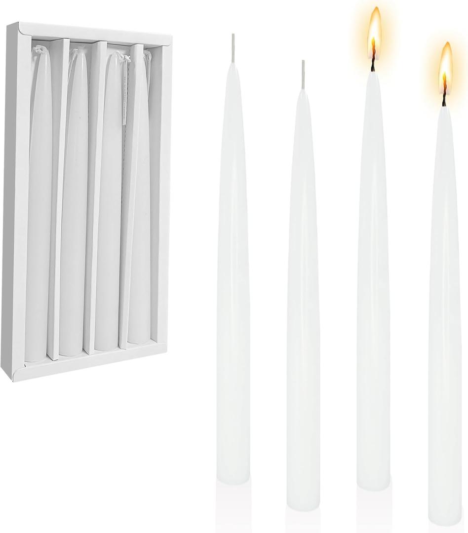 Gardenia Scented Taper Candles White Long Candlesticks, 10 Inch Scent Candle Smokeless Colored Candle for Home Dinner Wedding Festival Party Decoration, 4PCS