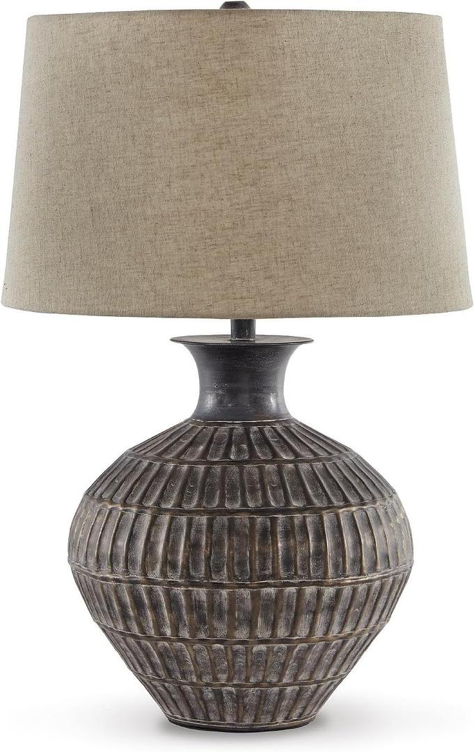 Signature Design by Ashley Magan 28" Textured Bronze Metal Table Lamp, Antique Brown Finish