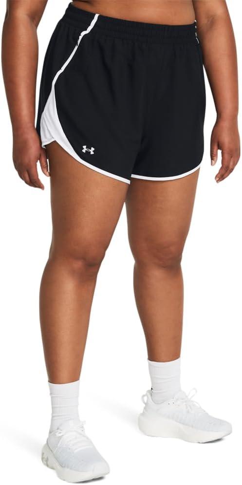Under Armour Women's Fly by Shorts (1X, (002) Black / White / Reflective)