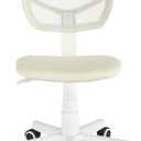 Urban Lifestyle Computer Office Rolling Swivel Task Desk Chair with Mesh Backrest and Caster Wheels, White with White Legs