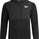 Reebok Mens Fleece Jacket - Lightweight Polar Fleece Zip Up Winter Jackets for Men - Gym Workout Running Outdoor Mens Jacket (Large, Black Ink)
