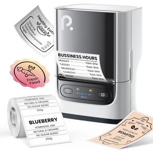 POLONO PM220S Label Maker Machine with Tape, 2 Inch Bluetooth Portable Thermal Label Printer for Small Business, Office, Home, Address, Logo Label, Sticker Printer for Phone/Tablet/PC, White