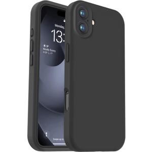 Vooii Compatible with iPhone 16 Case, Liquid Silicone Upgrade [Camera Protection] [Soft Anti-Scratch Microfiber Lining] Shockproof Phone Case for iPhone 16 6.1 inch - Black