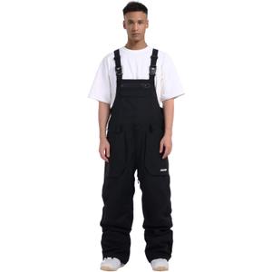 GSOU SNOW Women Men Ski Bibs Snowboard Pants Snow Bibs Overalls Waterproof Windproof Insulated Winter Sport Warm (Large, Black)