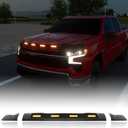 3Pcs Hood Protector with LED Light Compatible with 2022-2026 Chevy Silverado 1500 LT Lightshield Glossy Black Hood Deflector Replacement for 2022-2026 Chevy Silverado Accessories