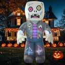 8FT Pixel Zombie Halloween Inflatable Decorations,Blow Up Skeleton Ghost Decoration with Build-in LED Lights for Indoor Outdoor Garden Lawn Halloween Party