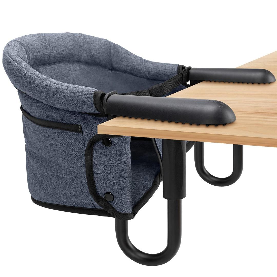 Hook-On Chairs - Portable & Foldable for Babies 6-36 Months, Family & Travel Use with Carry Bag (Grey)