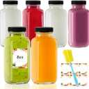 8 oz Glass Juice Bottles with Lids 6-Pack - Reusable Small Juice Drinking Jars for Green Juices, Shots & Smoothies