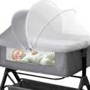 Bassinet Mosquito Net Cover - Half-Blackout Mosquito Net for Baby Crib & Bedside Sleeper, Breathable Crib net with 2-Way Zipper, Sun-Blocking Baby Mosquito Net Cover (Gray-Small)