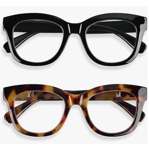 Areyeth 2 Pairs Oversized Retro Reading Glasses for Women, Oprah Style Large Blue Light Blocking Readers, +2.5