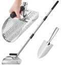 GADFISH Sand Scoop for Metal Detecting, Metal Detector Scoop, Stainless Steel Sand Sifter Shovel, Fast Sifter Shovel for Underwater Treasure Hunting (Stainless Steel)