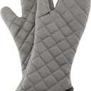 ARCLIBER Oven Mitts 1 Pair of Terry Cloth Lining - Heat Resistant Kitchen Gloves,Flame Oven Mitt Set,15 Inch (Gray)