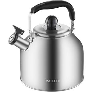 4.2 Quart/4L Stainless Steel Whistling Tea Kettle,Brushed Satin, Suitable to Boiling Water & Tea on Induction Stove, Gas Stove Top (Silver)