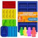 6 Pcs Robot & Bricks Silicone Molds for Chocolate  Non-Stick, Heat-Resistant & Easy to Clean  Chocolate Molds Silicone Design for Baking, Ice, Gummy, Candy & Cake Decorating  Fun DIY Kitchen Tool