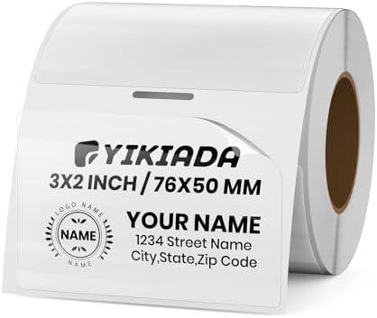 YIKIADA Clear Thermal Labels Vinyl 2 × 3 Inch Self-Adhesive Rectangle Stickers Roll Waterproof Printer Direct Decals Package Seal for QR Code Envelope Office Retail Home 300 PCS