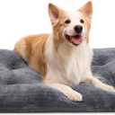 Dog Crate Bed Washable Jumbo Dog Beds for Large Dogs Deluxe Thick Flannel Fluffy Comfy Kennel Pad Anti-Slip & Anti-Scratch Pet Sleeping Mat, 48 x 29 Inch, Gray
