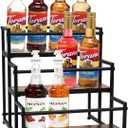 Coffee Syrup Rack - 3-Tier 12 Syrup Bottles Holder - Bottle Display Shelf - Kitchen Cabinet Organizer for Jars, Condiments - Wooden Countertop Organizer for Seasonings, Tea, or Coffee