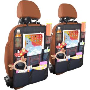 Car BackSeat Organizer,2 Pack Kick Mats Back Seat Protector with Touch Screen Tablet Holder for Kids, Car Travel Accessories with 8 Storage Pockets