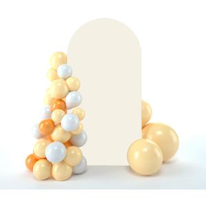 bricia Wedding Arch Backdrop Stand Cover, 6.6FT Double Sided Stretchy Arch Cover Fitted Wedding Birthday Party Banquet Decoration (Beige)