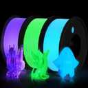 3D Printer Filament PLA Glow in The Dark 1.75mm 3-D Printing Materials 3 Colors Bundle Print Filiment 1.75 mm Green Blue Purple Fillament Accuracy 0.05mm Spool Vacuum Packaging 250G X 3