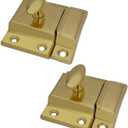 QCAA Oval Turn Cabinet Latch, for Cupboard & Other Furniture, Small, Brass Plated, Made in Taiwan, 2 Pack