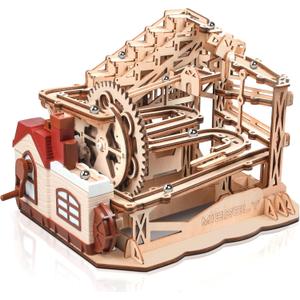 MIEBELY 3D Wooden Puzzles for Adults, 235 Pieces Wood Puzzles Adult Marble Run Model Kits, Electrical Mechanical Gear W/Motor Building Kit, 3D Puzzle Creative Home Decor Gift Ideas (Medium)
