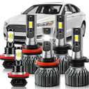 Compatible For 2006-2017 Ford Fusion High/Low Beam Fog Light Bulbs Kit, 600% Brightness 6500K White, Plug-N-Play, Pack of 6