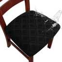 Genina Waterproof Seat Covers for Dining Room Chairs, Stretch Chair Covers Removable Washable Dinning Room Kitchen Chair Seat Cushion Slipcovers (Jacquard-Black, 4 PCS)