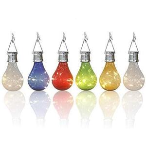 Solar LED Outdoor String Lights, 6-Pack Colorful Waterproof Patio String Lights for Garden and Backyard Decor