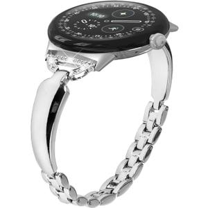 Miimall Band for Google Pixel Watch 4 3 2 1 41mm for Women, No Gap, Adjustable, Zinc Alloy Metal Shiny Bracelet Rhinestone Diamond Wristband Dressy Replacement Slim Strap for Pixel Watch 4 3 2 1 41mm (Silver)