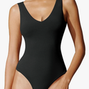 IUGA Bodysuits for Women Tummy Control V Neck Backless Bodysuit Tops Sleeveless Tank Top Body Suits for Women, Black, S