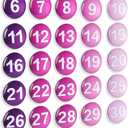 1-31 Magnetic Numbers Colored Glass Calendar Magnets for Whiteboard Dry Erase Board Fridge Schedule Refrigerator(Purple,1.38",Numbered)