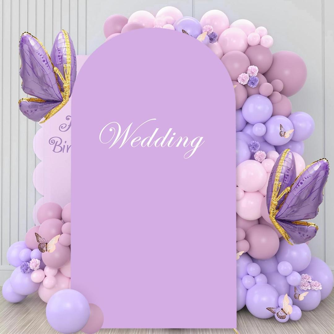 7.2ft Lavender Arch Cover - Purple Wedding Arch Backdrop Stand Cover for Baby Shower, Happy Birthday, Prom Decorations (4x7.2FT)
