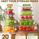 40 PCS Food Storage Containers with Lids Airtight (20 Containers & 20 Lids), 100% Leakproof Meal Prep Container Set for Kitchen Storage, BPA-free, PVC-free Reusable Plastic, Microwave/Dishwasher Safe