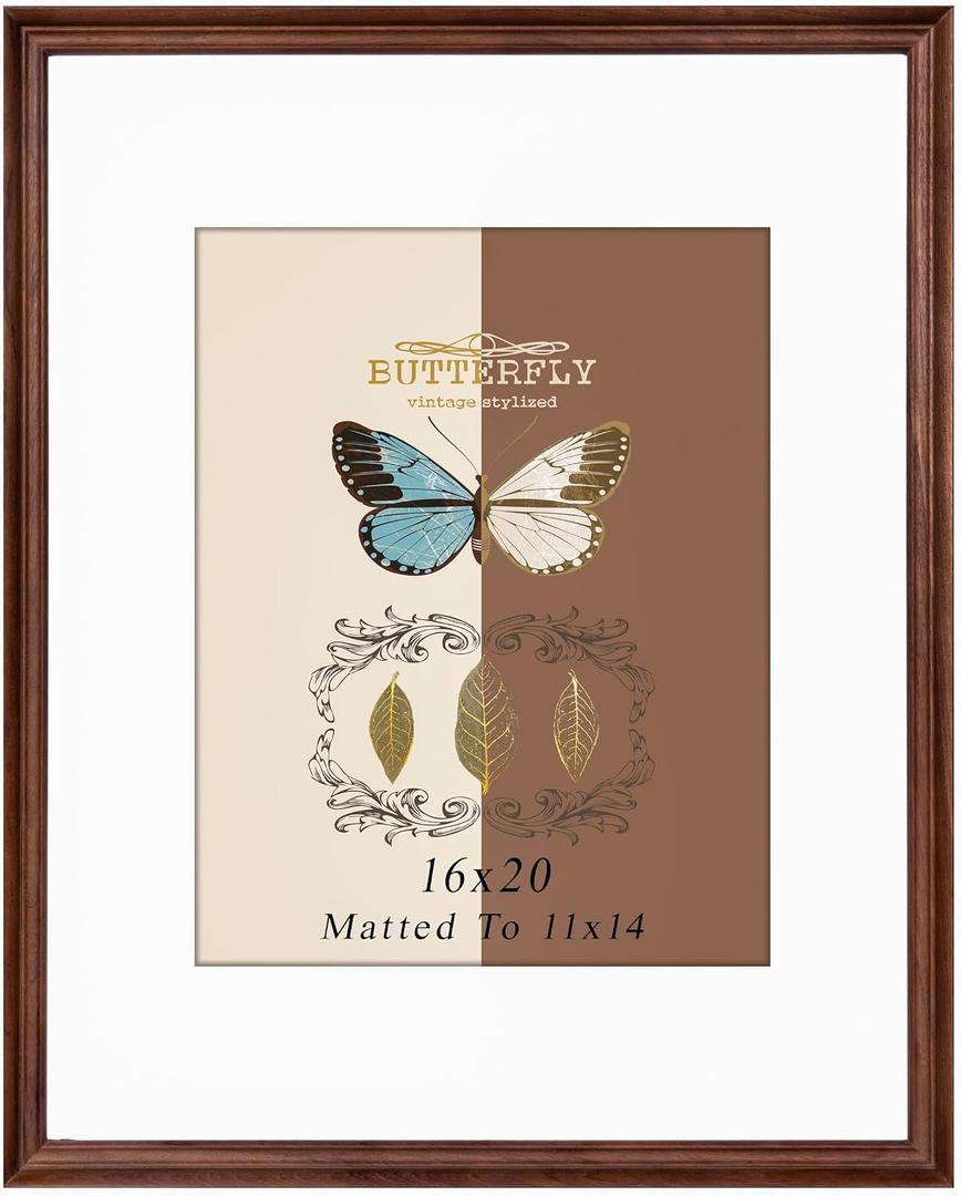16X20 Picture Frame - Natural Walnut Wood Solid Wood Picture Frames