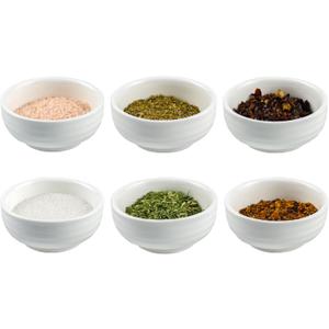 2.3 oz Porcelain Pinch Bowls, Set of 6 Small Bowls for Sauces Dippings Charcuterie Snacks Condiments, White