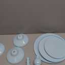 QENUIITEA Set of 3 Blue Cake Stands, Metal Round Cake Holder Dessert Pie Pizza Display Stand 8" 10" 12" Serving Tray Decoration for Wedding Celebration Party Birthday Baby Shower