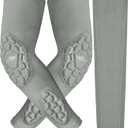 Compression Padded Arm Sleeves for Youth & Adults - Elbow & Forearm Support - Breathable Football Padded Sleeves (Grey)