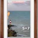 5x7 Picture Frame, Solid Walnut Wood Photo Frame with Mat for 4x6 or 5x7 Photos, Real Wood Frame with Tempered Glass for Wall or Tabletop Display, Horizontal & Vertical