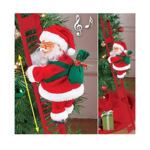 Santa Climbing Ladder, Funny Electric Claus Rope Ladder Decoration, On a Doll Toy Christmas Tree Decorations Hanging Ornaments for Party Home Door, Red