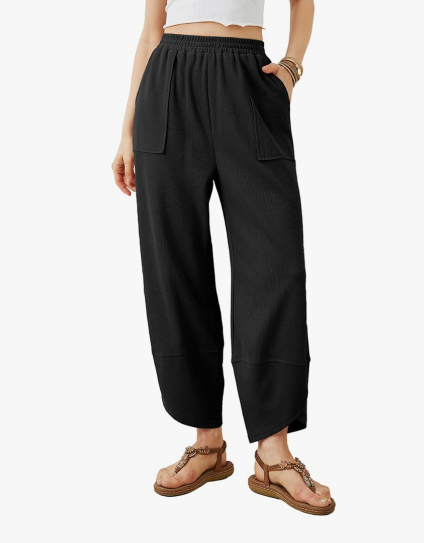Xiaoxuemeng Womens Baggy Wide Leg Pants Casual Elastic Waisted Palazzo Harem Pants with Pockets XL