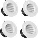 Hon&Guan Soffit Vents, 3 Inch Vent Cover Round Soffit Vents Exterior with Built-in a Fly Screen for Bathroom Office Home Ventilation (4PCS)