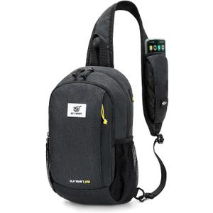 SKYSPER Sling Backpack with RFID Pocket Lightweight Crossbody Bag for Hiking Travel Shoulder Chest Bag for Men Women (Black)
