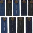 TOODOO 9 Pieces Waistband Extender with Metal Button Adjustable Waist Extenders for Pants Jeans Trousers Skirt Denim Pants Men Women (Black, Blue and Deep Blue)