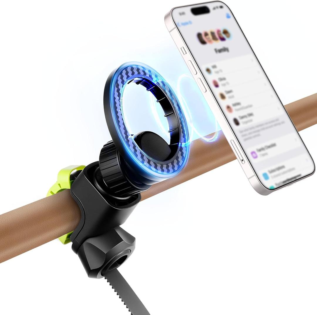 OUTXE Magnetic Phone Holder for Stroller, Adjustable Phone Mount with Magsafe for Shopping Cart, Gym Bike Handlebar, Universal Magsafe Stroller Stand Compatible with iPhone/Android