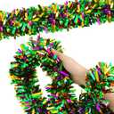 WILLBOND 2 Pcs Mardi Gras Decorations Mardi Gras Tinsel Garland Glitter Green Purple Gold Hanging Fringe Garland for Carnival Party Indoor and Outdoor Tree Decoration,16.5 Feet Each