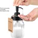 SheeChung 16 Oz Mason Jar Liquid Soap Dispenser, Glass Hand Soap Dispenser, Stainless Steel Pump Lid, Refillable Lotion Dispensers for Bathroom Countertop Kitchen (2, Black)